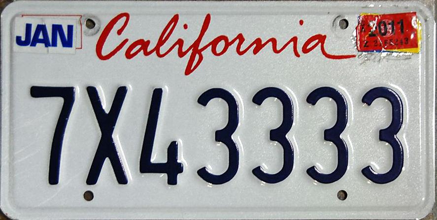 california license plate dimensions